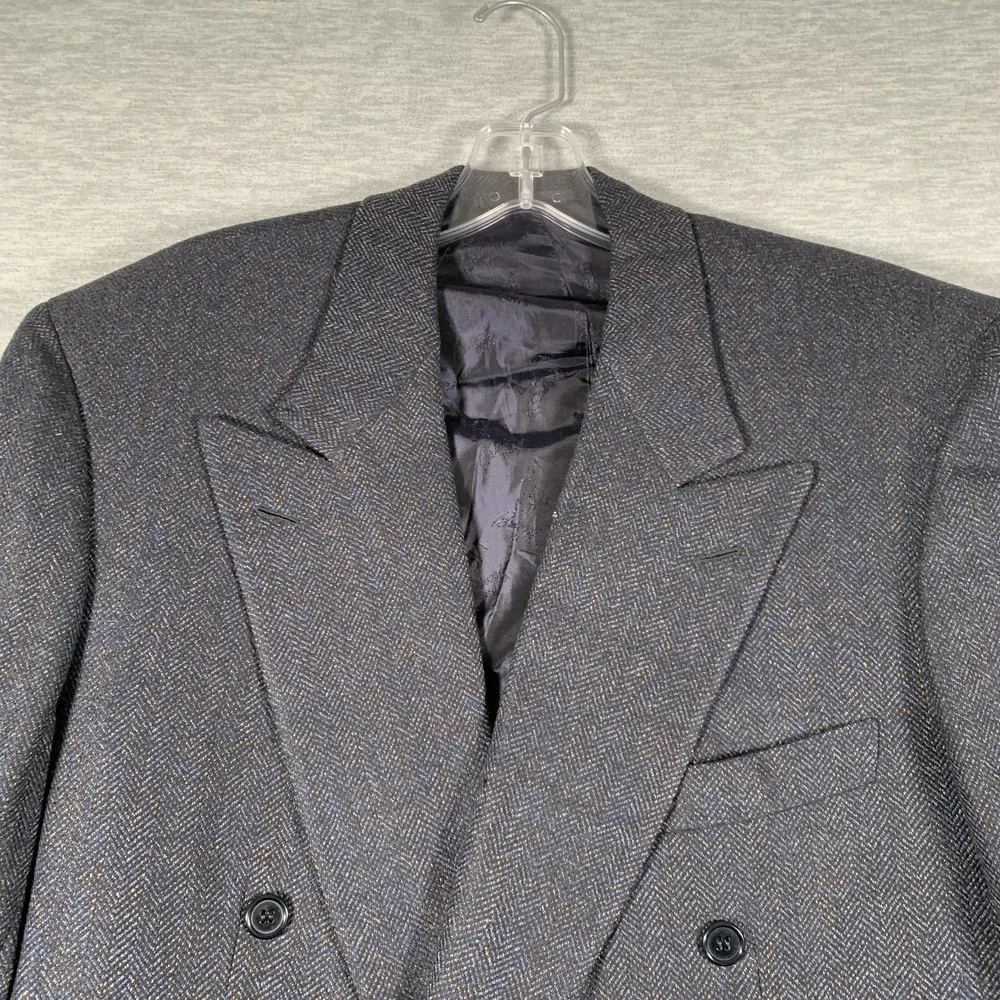 Brioni Blazer Mens 42 Herringbone Wool Cashmere Double Breasted Sport Coat Italy